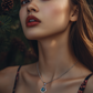A beauty wearing the Crystal Breeze diffuser necklace by Lilanimus
